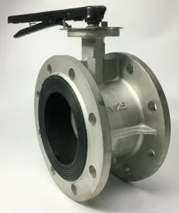 Duplex Stainless Steel DN125 EPDM Rubber Lever Manual Double Flange Butterfly Valve for Water