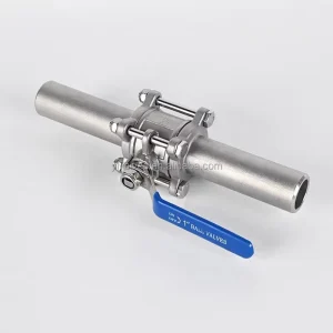 Durable Industrial 304 SS Extended Welding End 1000WOG PN16 PN64 Lock Handle Direct Sale 3 Piece Threaded Ball Valve