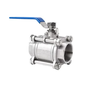 Durable Stainless Steel RC NPT BSP 1000WOG 1.6mpa 304 316 with Lock Manual 3 Piece Threaded Ball Valve