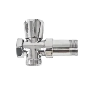 EN1213 3/4-Inch x 3/4-Inch Brass Angle Valve with Polished Chrome Finish and Flower ABS Handle for Drinking Water