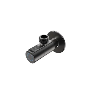 Eco Friendly Easy Installation Bathroom Fitting Black Copper Angle Valve 90 Degree G1 2 Toilet Water Control