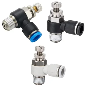 Elbow Push-to-Connect Male Thread Air Flow Control Valve for Tube Fittings Speed Controller Plastic Pneumatic Control Valve