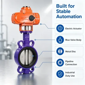 Electric Actuated Stainless Steel 304 Flanged Butterfly Valve High Temperature Base Media Standard On Off
