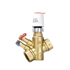 Electric Automatic Brass Balance Valve for Apartment Two-Way Water Flow Control, Pressure-Independent Balancing Valve