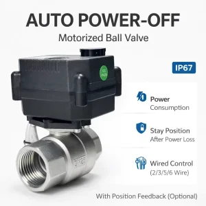 Electric Ball Valve With Automatic Actuator Precise on off Control IP67 Waterproof Corrosion Resistant Stainless Steel Design