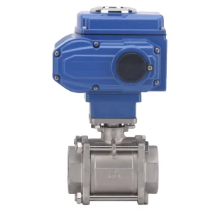 Electric Threaded Stainless Steel Ball Valve Water Flow Regulation Corrosion resistant Two way Three piece Type