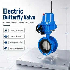 Electric Wafer Butterfly Valve Ductile Iron Body Soft Seated for Water Pipeline Control