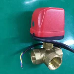 Electric Water Brass Fan Coil Unit Water Motorized Valve 3 way ball valve t port