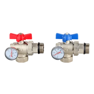 Excellent Quality Manual OEM Angle Brass Water Control Ball Valve with Temperature Gauge DN25 NPT Connection