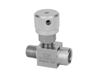FD LOK SS V2 Integral Bonnet Barstock Needle Valve High Temperature 316 Stainless Steel Manual 2 Way Control 6000 Psig