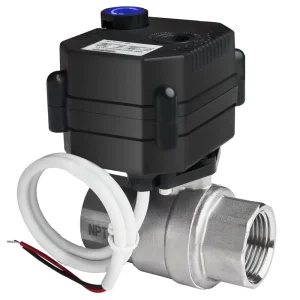 FH-MO OP04 12V 24V 1/4 – 1 1/4 Inch SS Brass PVC Electric Motorized Ball Valve for Water Air Flow Control