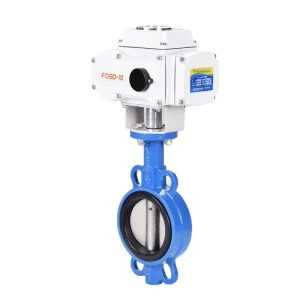 FLD971X 16 Wafer Type Butterfly Valve Soft Seal Check Valve Cast Iron Non Eccentric Corrosion Resistant Electric Actuated