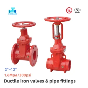 FM UL Class150 4Inch Fire Pipe Open Rod Gate Valve Check Valve Filter Butterfly Valve Groove Fittings Malleable Iron Pipe Pieces