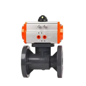 Factory DN50-DN200 UPVC 2Way Ball Valve Pneumatic Actuator Flanged Ball Valve OEM
