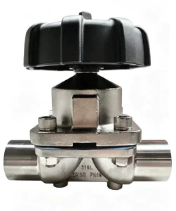 Factory Direct DN50 PN16 SS316L Manual Butt Weld Diaphragm Valve Black Handwheel Aseptic Valve Pharma Biotech CIP SIP