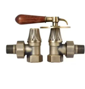 Factory Direct Heating Temperature Control Valve Wooden Handle Angle Radiator for Water Heating Systems