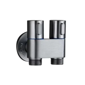 Factory Gray Wall Mounted Dual Control T Adapter Valve Stainless Steel Dual Outlet Bathroom Water Shut Off Valve for Toilet