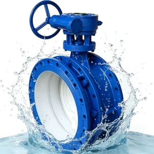 Factory OEM Large Caliber QT450 Ductile Iron Double Eccentric Worm Gear Flange Butterfly Valve Water Plant Pipeline Valve