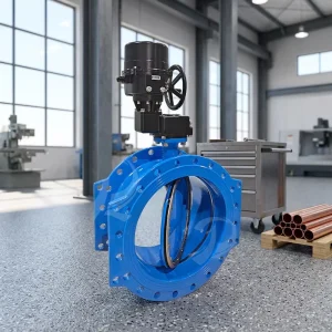 Fast Delivery Flanged Butterfly Valve DIN Double Offset Butterfly Valve DN450 with Gearbox Prepared for Water Projects