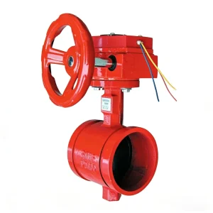 Fire Protection Grooved Gear Operated Signal Butterfly Valve PN16 DN100