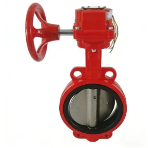Fire Wafer Gear Operated Butterfly Valve with Signal DN100 PN16 Ductile Iron EPDM Seal