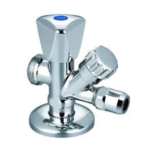 Five-Way Angle Valve Chrome-Plated with Washing Machine Outlet