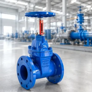 Flange Type Non-Rising Stem Soft Sealing Ductile Cast Iron Sluice Gate Valve with Scale