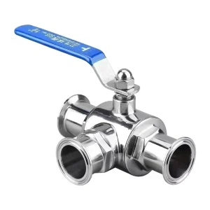 Food Grade 304/316L Stainless Steel Hygienic Three Way Ball Valve PTFE Sealing Clamp Connection Oil OEM 1 Year