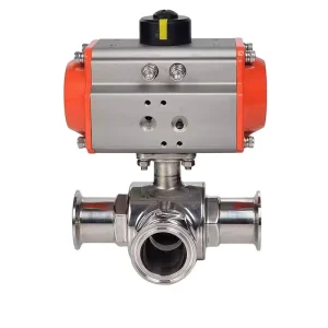 Food Grade 304 Stainless Steel Pneumatic Three piece Ball Valve for Water OEM