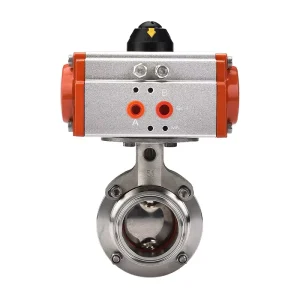 Food Grade Pneumatic Butterfly Valve Stainless Steel Triclamp Butterfly Valve With Pneumatic Actuator