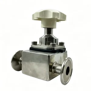 Food Grade Sanitary Three Way TC Clamp Manual SS Valve for Beer Juice Milk Production Pipeline Control Diaphragm Valve