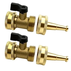 Forged Brass 3/4 Inch GHT Hose Shutoff Valve Kit with Spray Nozzle Durable Leak Proof Universal for Outdoor Use