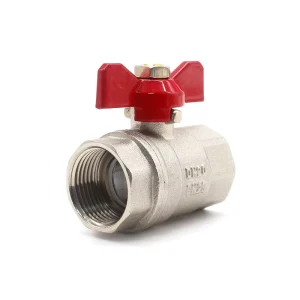 Forged Brass Ball Valve 1 2 to 1 Inch Threaded Water Valve with Red Butterfly Handle Heavy Duty Manual Plumbing Control Valve