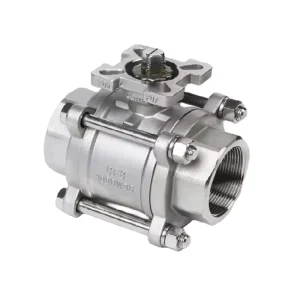 Forged SS304 Three Piece Thread Ball Valve Integral High Platform Internal Thread For Pneumatic Electric Actuator Water Oil