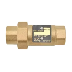 Forged Solid Brass Dual Check Valve 1/2 Inch FNPT Max 150PSI 180°F for Plumbing & Pump Systems