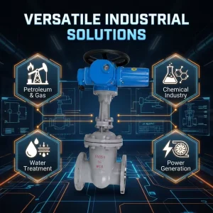 Full Caliber DN50 to DN600 Stable Operation Carbon Steel Ductile Iron Optional ODM Custom Electric Gate Valves