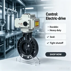 Full Sealed Electric Actuator CE Certification High Temperature Medium Cut off UPVC Wafer Type Electric Butterfly Valve