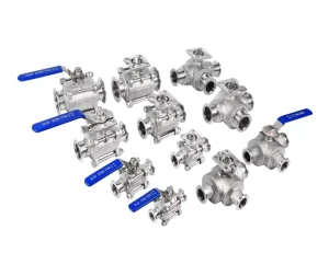 Furui Food Grade Stainless Steel 304 316 Both Sides Sanitary Vacuum 3PC Ball Valves DIN SMS 3A Low Leak Rate KF16 KF25 KF40 OEM