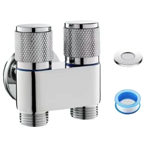 G1 2 Double Control Brass Faucet Dual Angle Valves for Washing Machines and Toilets Outdoor Bathroom Tap with Triangles Design