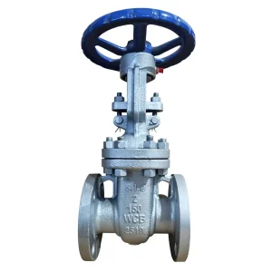 GATE VALVE 150LBS FLANGED END RF ANSI B16.1 RISING STEM ASTM A216 WCB STEM ASTM A276 410 TRIM 1# HANDWHEEL S.I.C MARKED SILVER