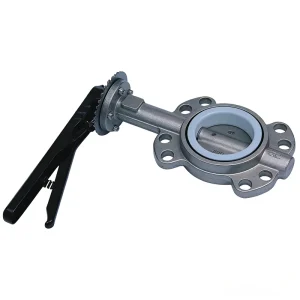 Gaobei Stainless Steel Hard PTFE Handle Butterfly Valve PN10 Handle operated Fluorine lined Sheet like Butterfly Valve