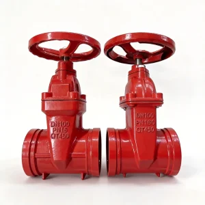 Grooved Ductile Iron Gate Valve FM UL Approved OSY Rising Stem Fire Protection Red Epoxy Coated Sprinkler System PN16
