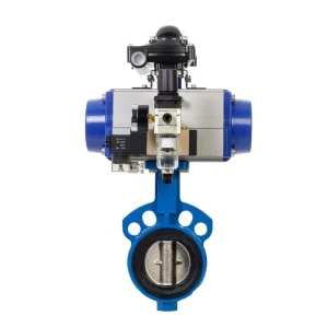 HAT92D PN16 Pneumatic Double Acting Central Line Butterfly Valve with Limit Switch Box for Water Applications