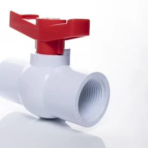 HIGH QUALITY PVC 2 INCH WATER VALVE WHITE BODY RED SQUARE HANDLE COMPACT BALL VALVES MADE in CHINA