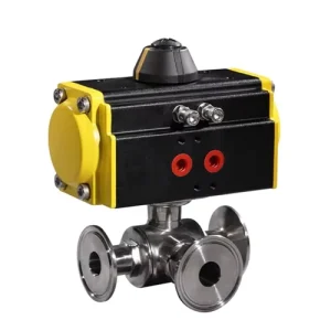 HK56-WT 3/4-Inch 3-Way Double-Acting 304 Stainless Steel Sanitary Pneumatic Actuated Ball Valve