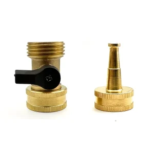 Heavy Duty Brass Hose Shutoff Valve Set with 2″ Spray Nozzle 3/4 Inch GHT Connection Leak Proof Design for Outdoor Water Use