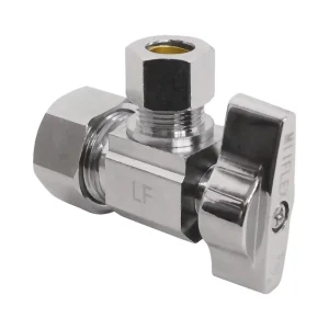 Heavy Duty Chrome Plated Brass Angle Valve Manual Pneumatic Power 5 8″ NOM in X 3 8″ COMP Water Stop Ball Structure