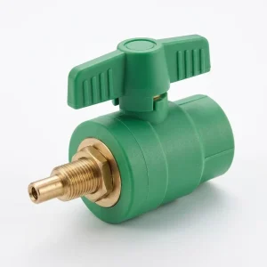 Heavy Duty PPR Ball Valve with Green Handle and Brass Stem PN20 Water Stop Valve for Irrigation Supply