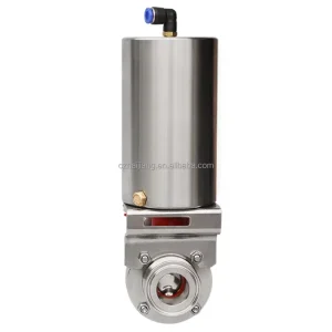 Heavy Duty Stainless Steel DN40-DN600 Vertical Pneumatic Sanitary Tri-Clamp Butterfly Valve Automatic Control Butterfly Valve
