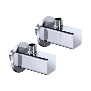 Heavy Duty Water Control Valve 1/2” Inlet X 3/8” Outlet Quarter Turn Angle Shut with Squared Body 2 Pack Brass Angle Valve